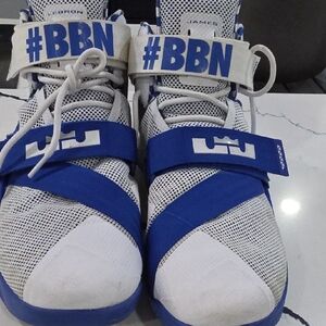 Blue and White Basketball Shoes